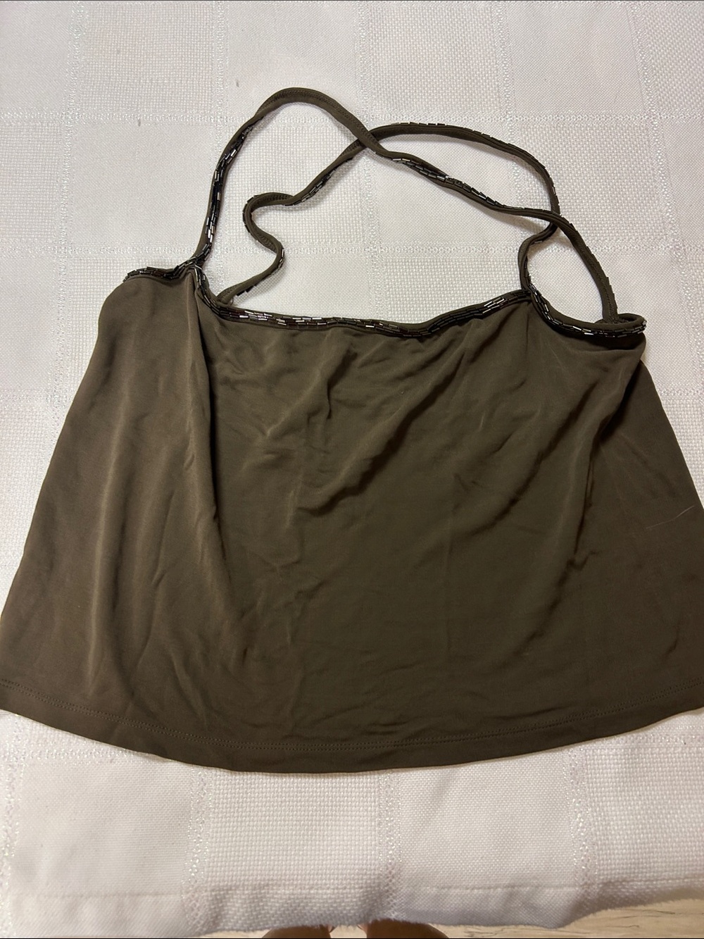 Brown Women’s Camisole Tank Top with sequin straps and detailing